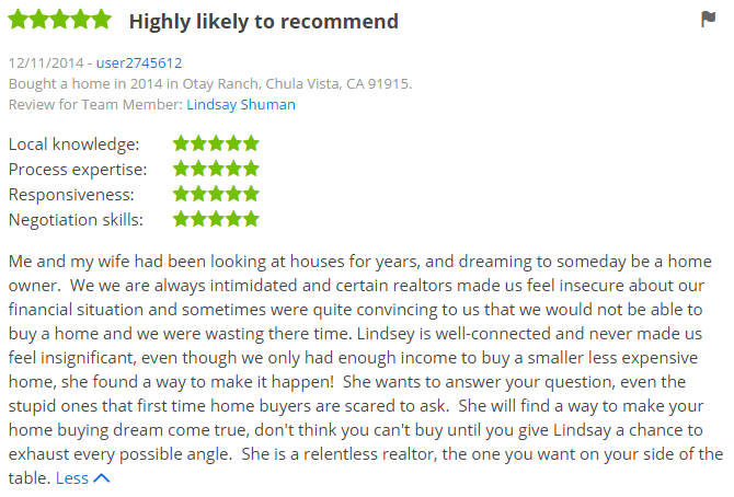 Zillow Agents in San Diego California - 5 Star Zillow Agent in Chula Vista Otay Ranch - The Lewis Team San Diego