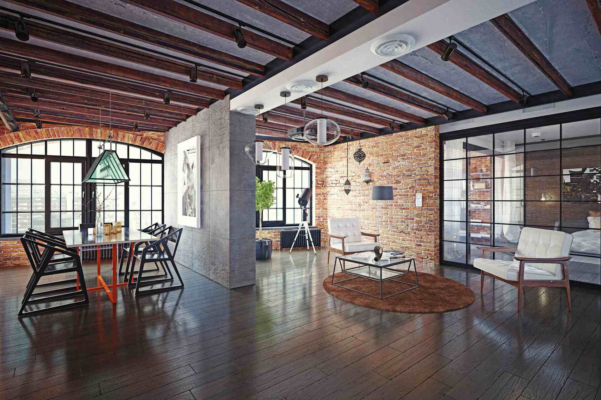 example of industrial loft interior design