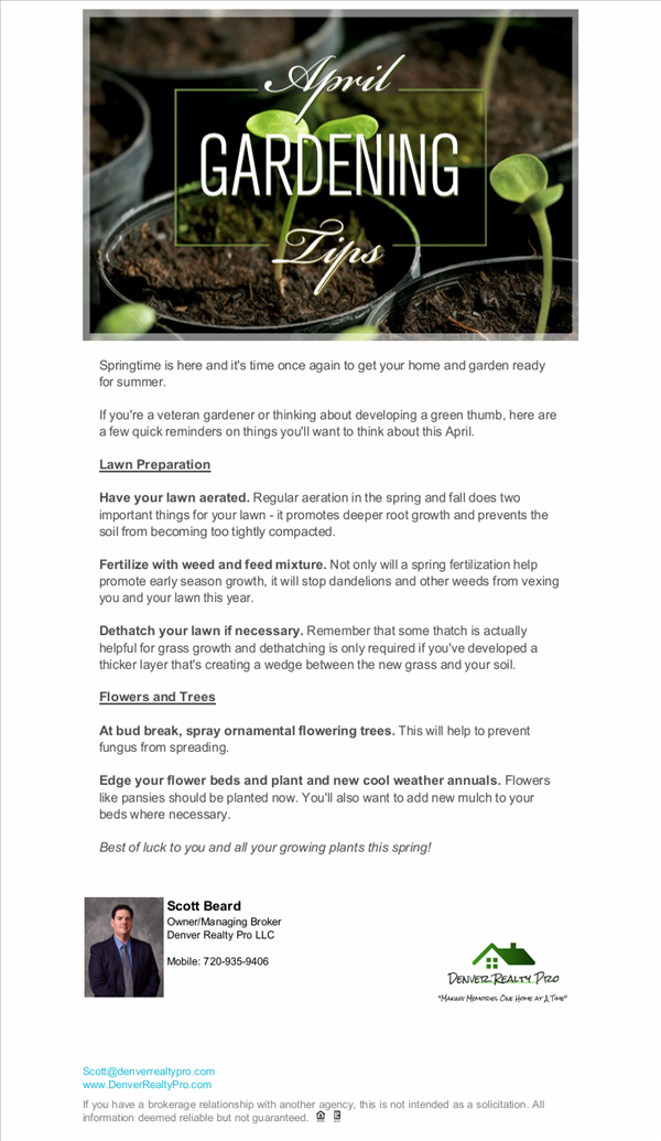 April Gardening Tips From Denver Realty Pro LLC 