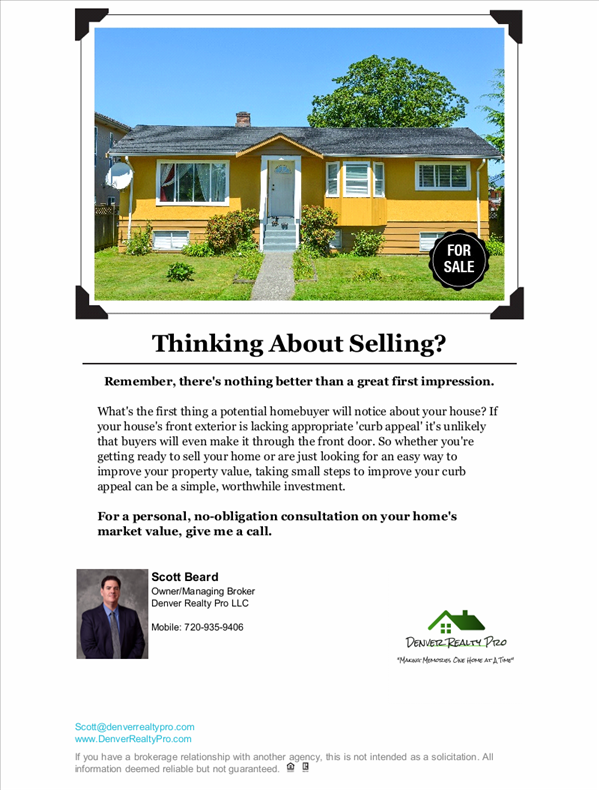 Denver Realty Pro Blog Post, Selling a Home. Scott Beard Denver Metro Real Estate 
