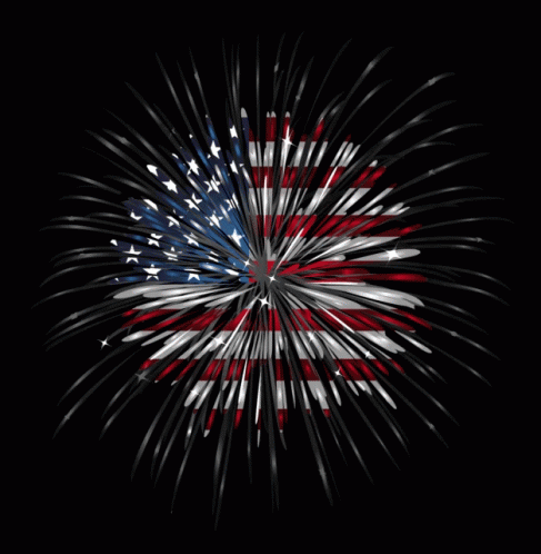 US Flag and Fireworks 