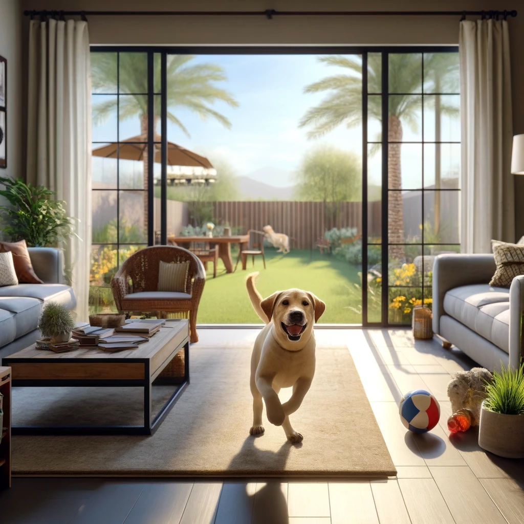 Family Dog Running into a Home in Cave Creek Arizona