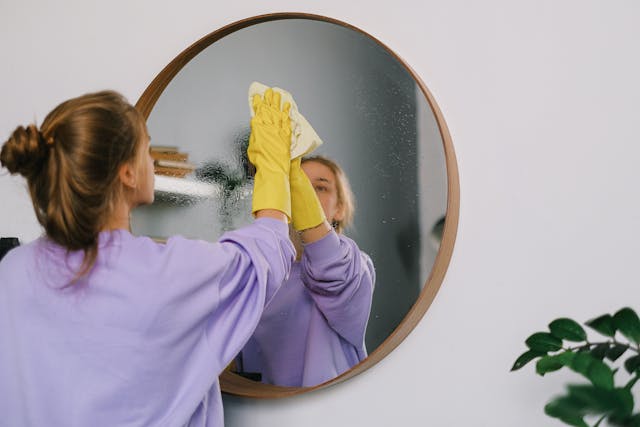 woman cleaning home