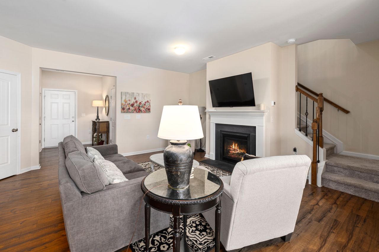 living room and staircase
