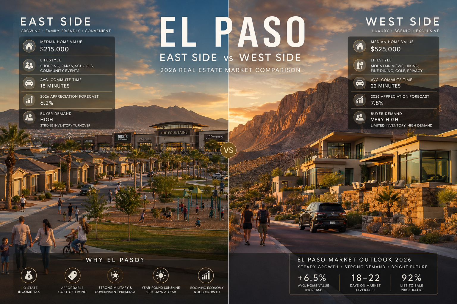 Homes for sale in El paso, TX, East Side vs West Side El Paso: Best Area to Buy a Home in 2026 | El Paso Real Estate Guide