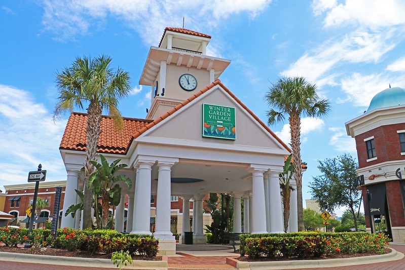Winter Garden Village clock tower