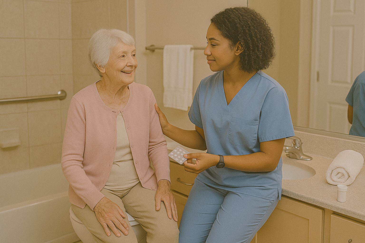 Senior Communities Fargo ND  Rochelle Roesler Century 21 Assistance w Pills in Restroom
