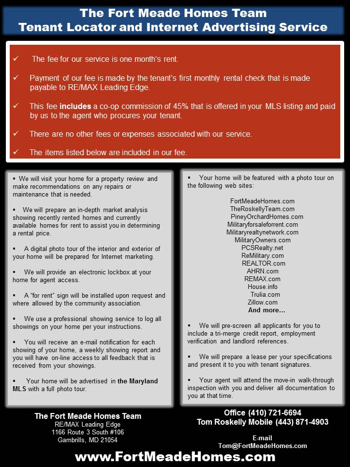 List your home for rent near Fort Meade