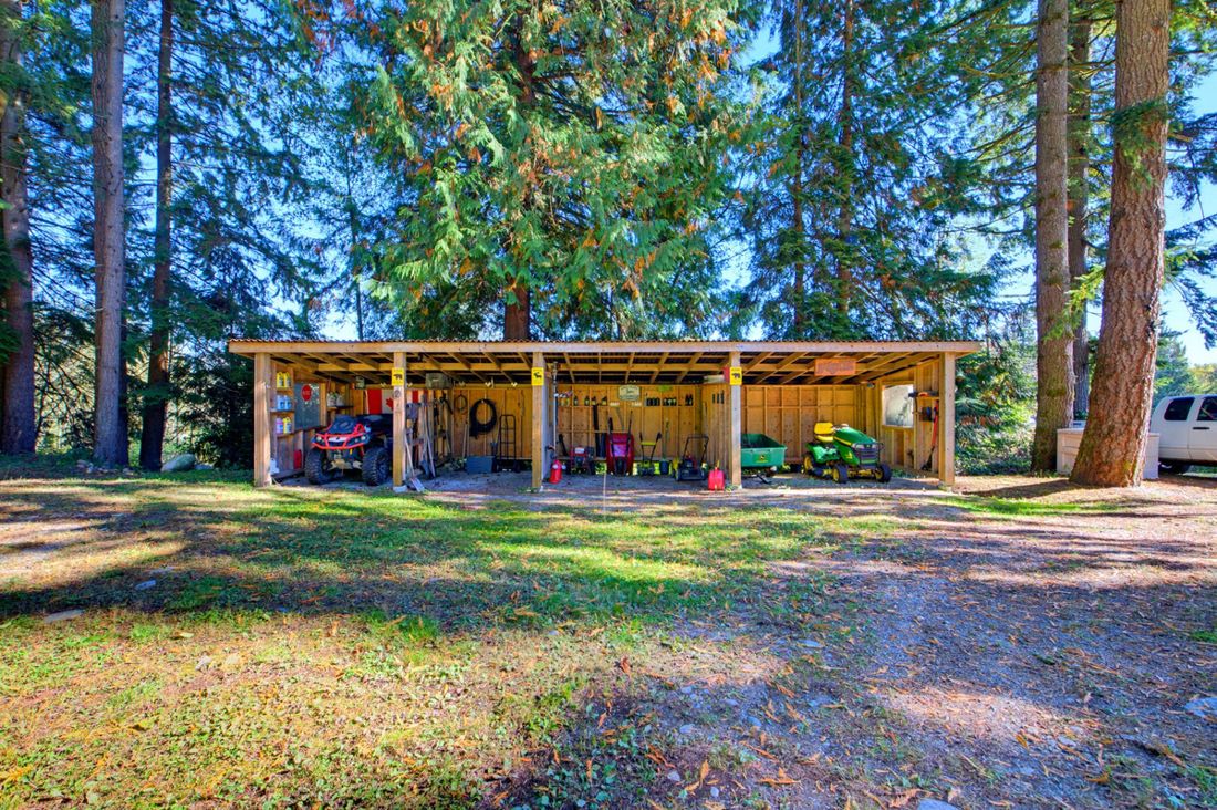 Four-bay covered storage garage