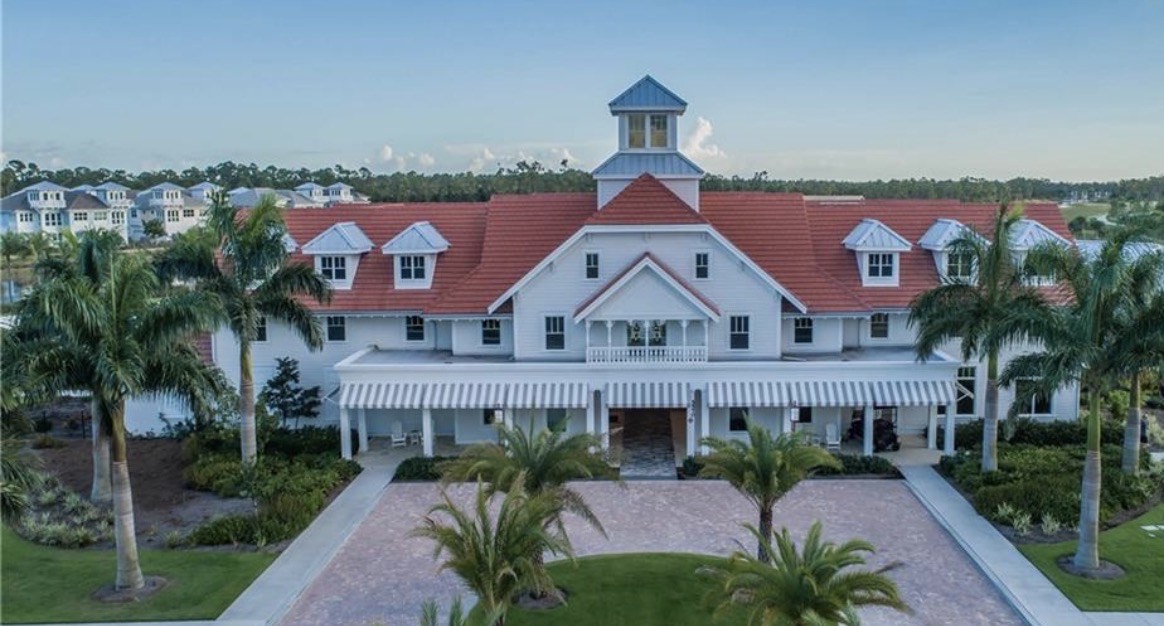 Generic image of luxury waterfront homes with pools and natural surroundings