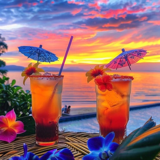 Waterfront sunset cocktails