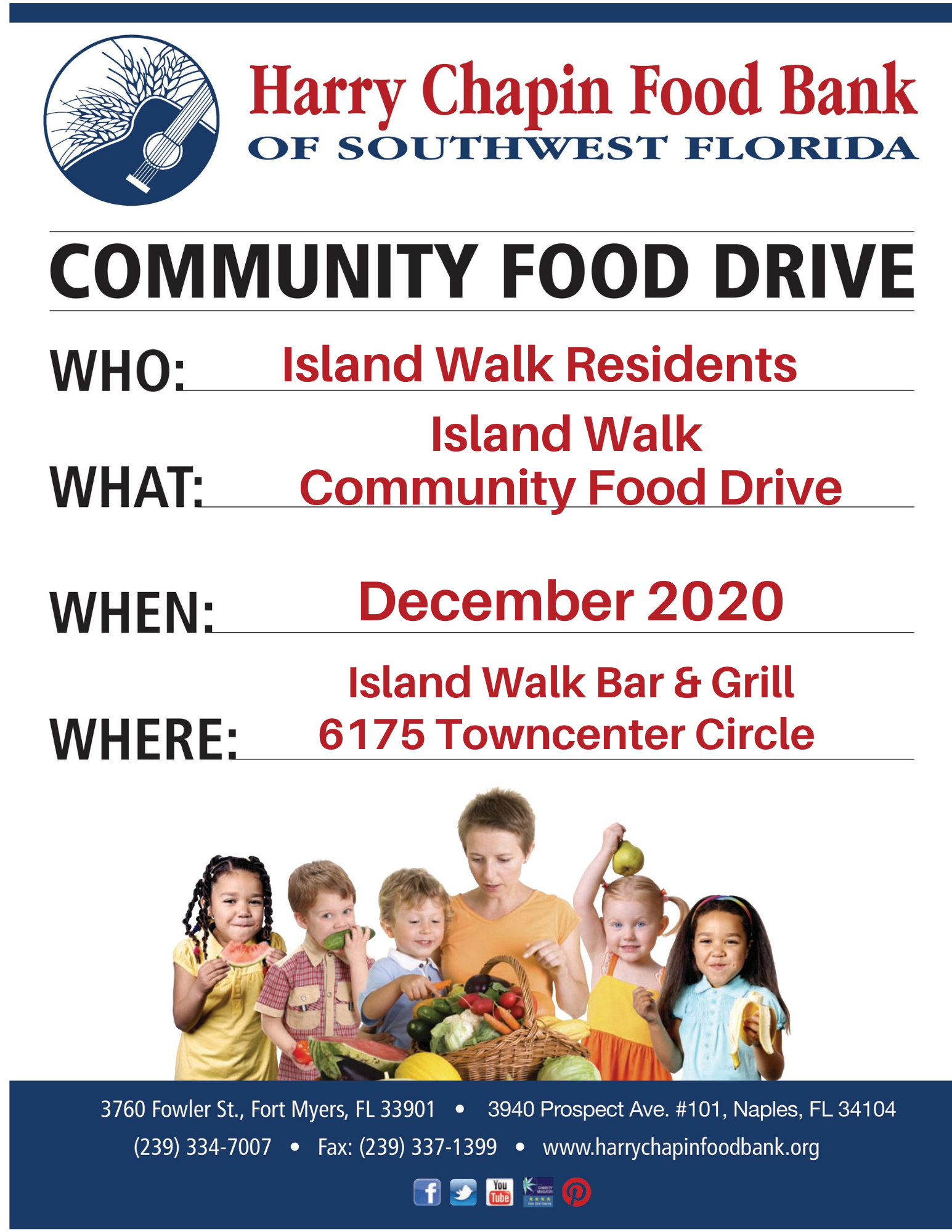 Island Walk Food Drive Poster - December