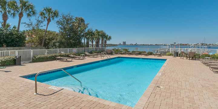 Pool and Bay seen from South Harbour Condominiums