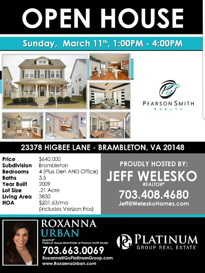 OPEN HOUSE 23378 Higbee Lane - Brambleton, VA 20148
