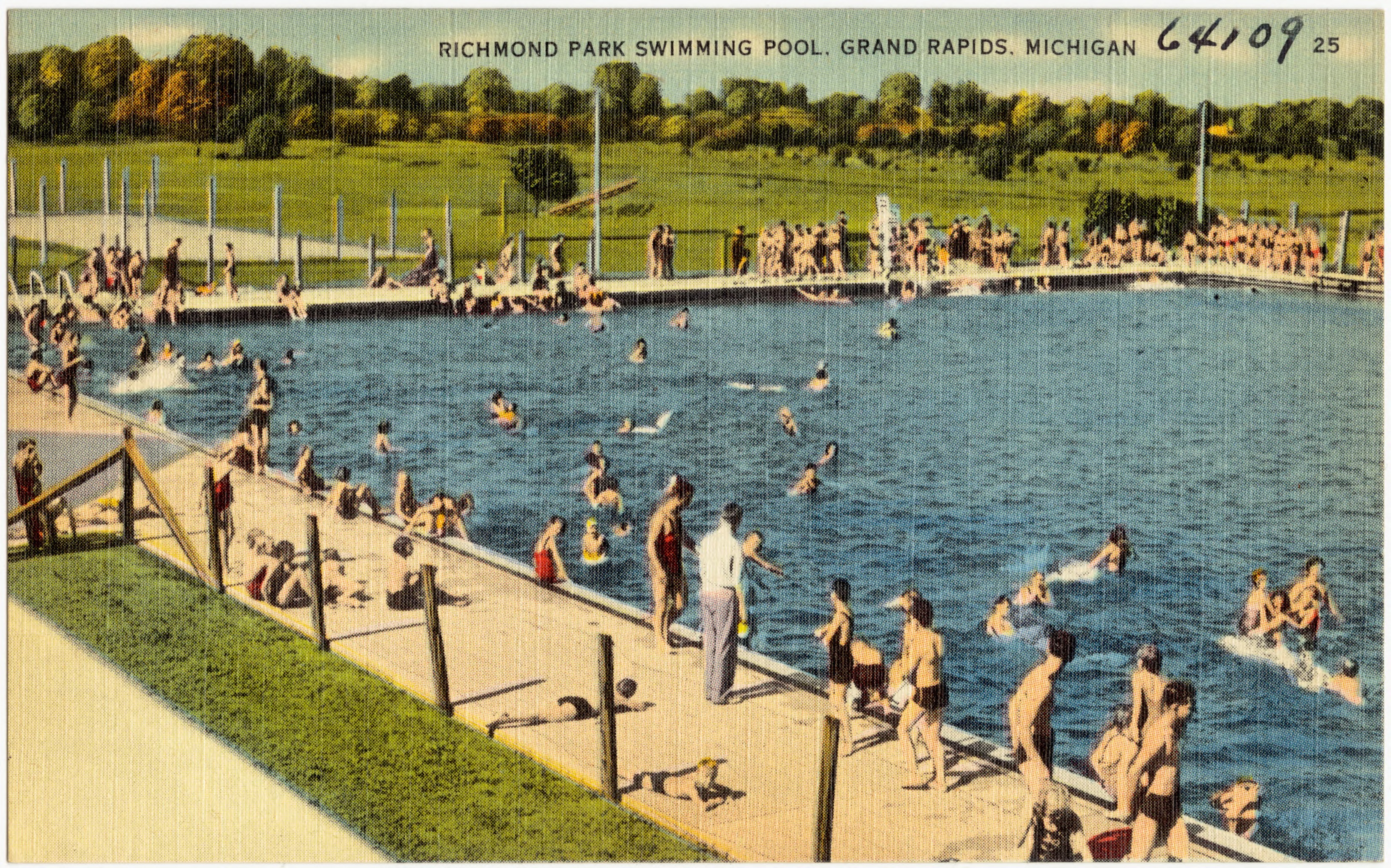 Historic Richmond Park swimming pool postcard