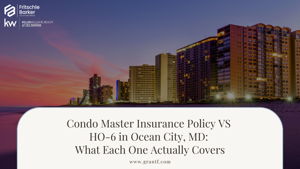Ocean City MD oceanfront condo building with unit interiors showing the gap between master insurance coverage and HO-6 owner coverage