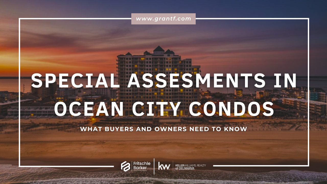 Ocean City MD oceanfront condo building undergoing exterior repairs funded by a special assessment