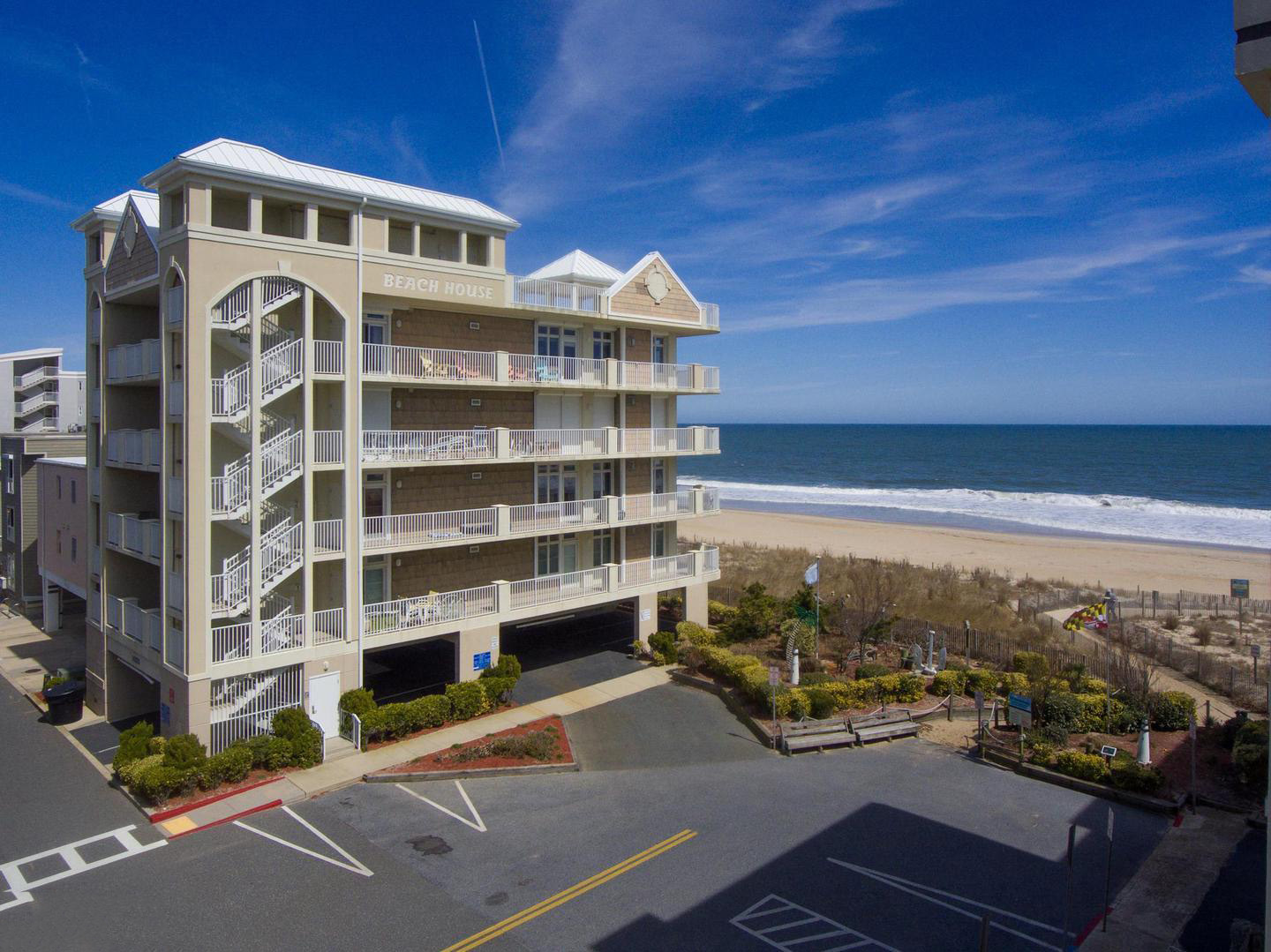 Beach House Oceanfront condo building exterior view, Ocean City, MD