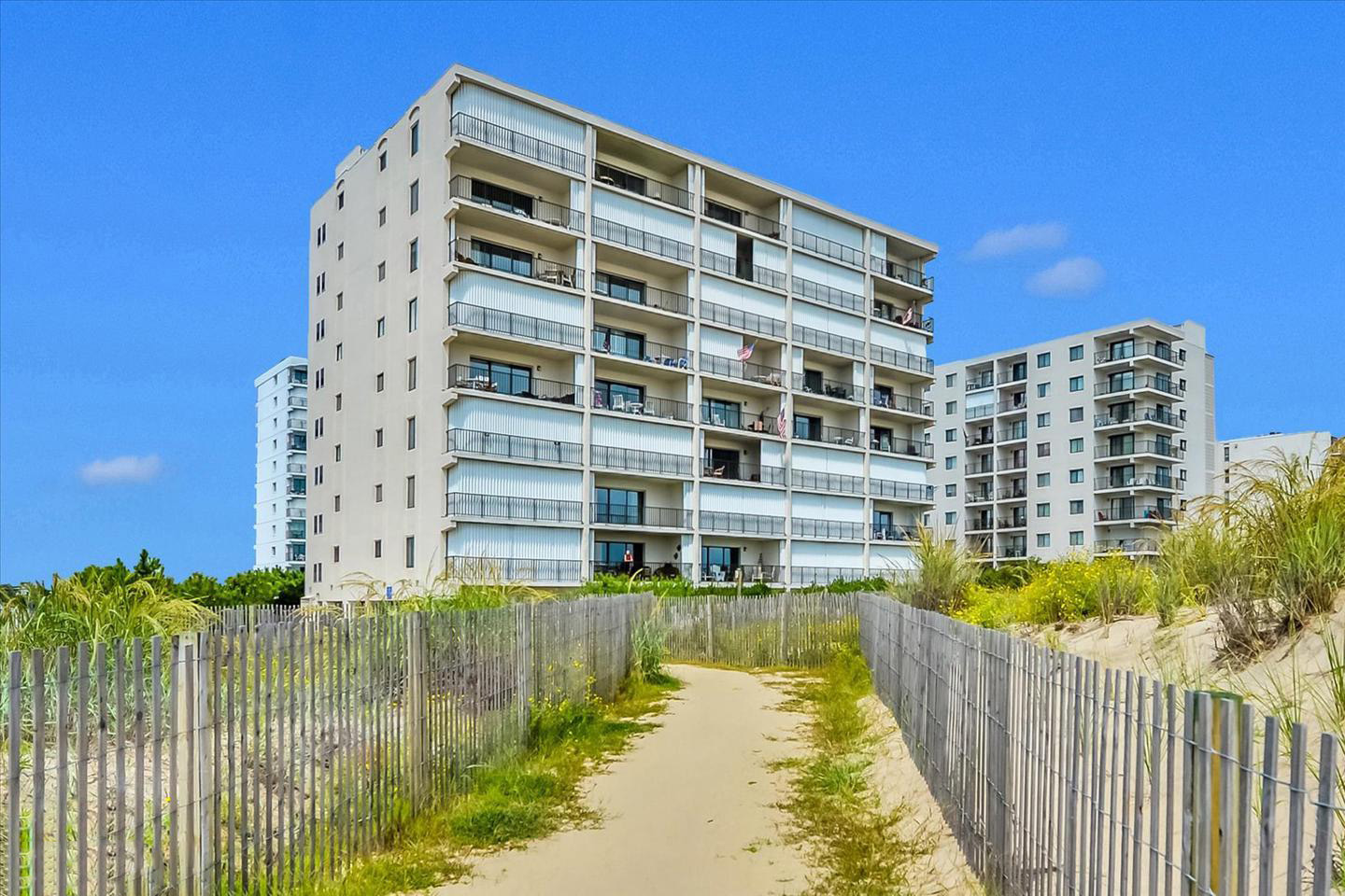 Camelot oceanfront condo building exterior view, Ocean City, MD