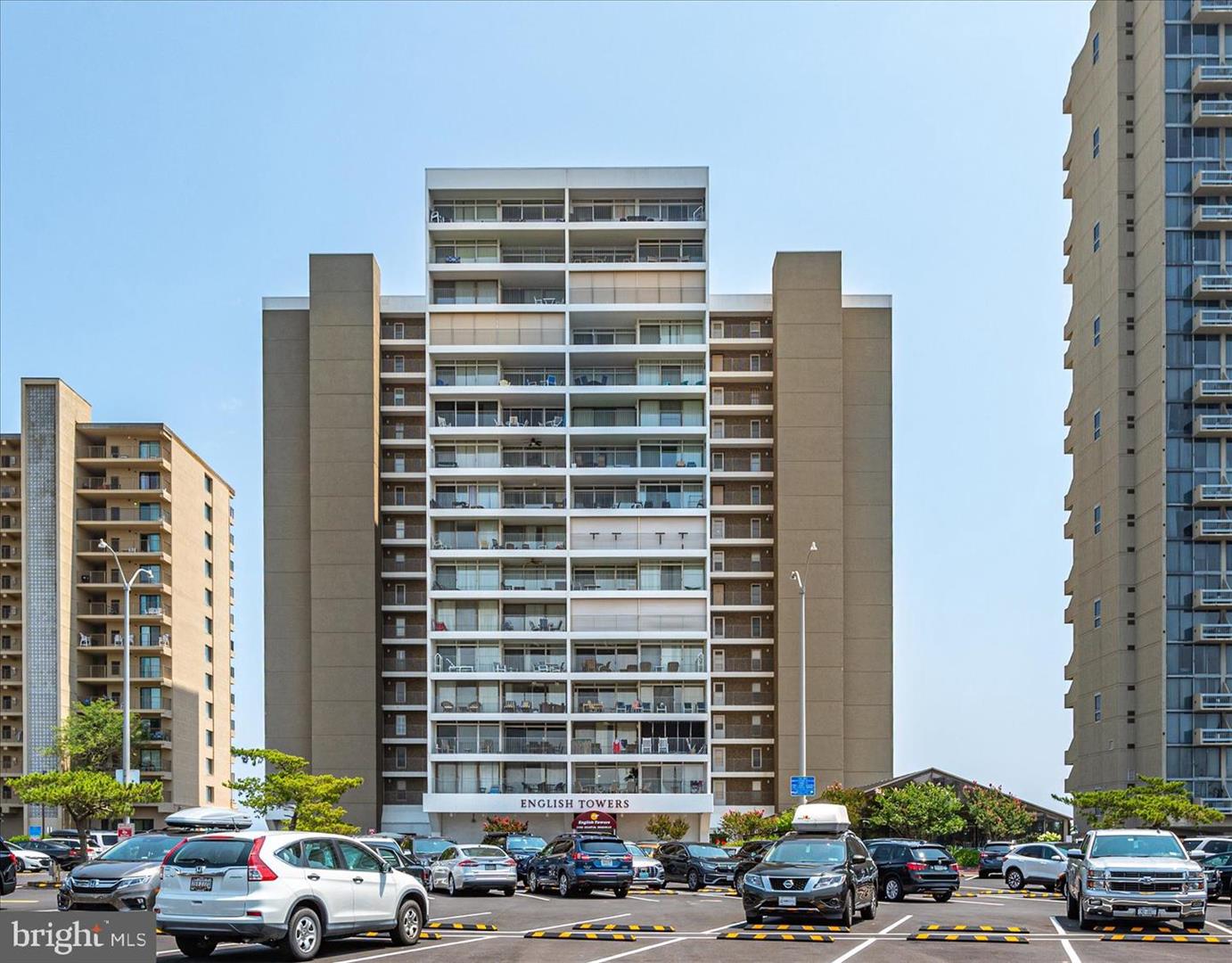 English Towers oceanfront condo building exterior view, Ocean City, MD