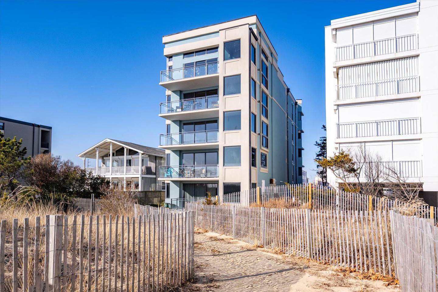 Indigo oceanfront condo building exterior view, Ocean City, MD