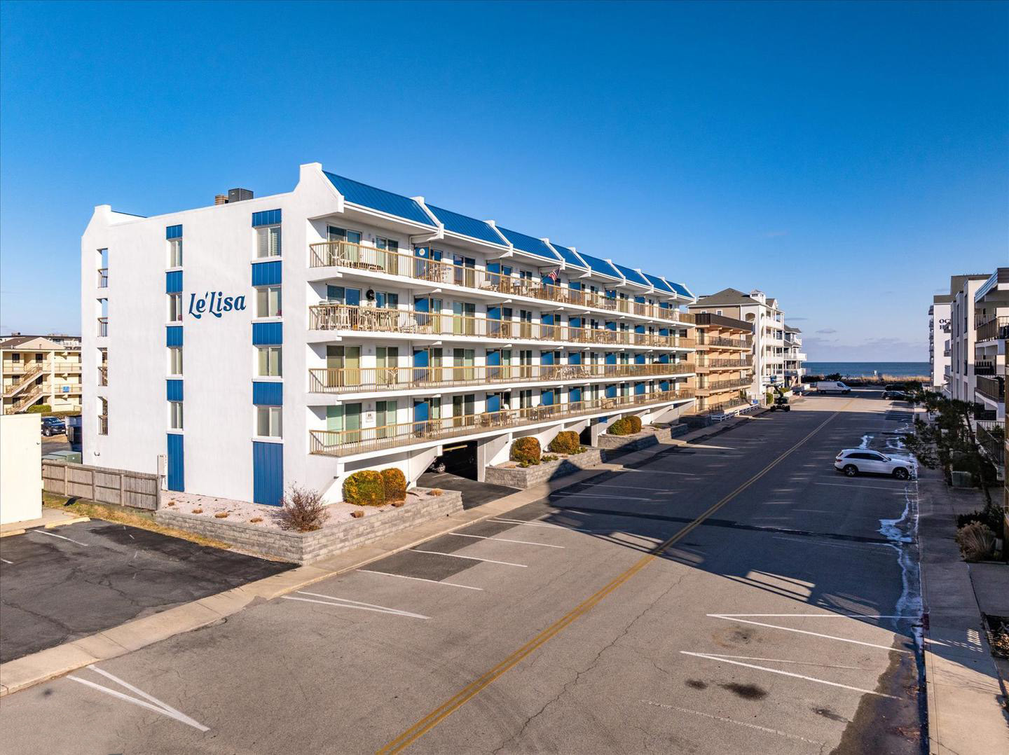 Le Lisa ocean block condo building exterior view, Ocean City, MD