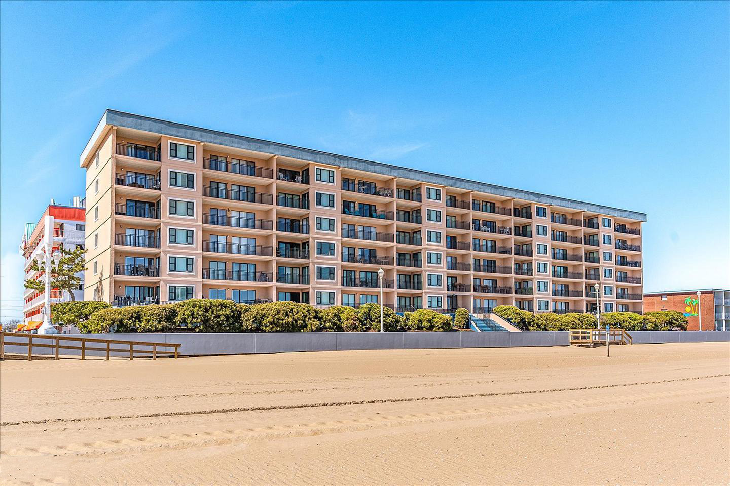 Ocean Hideaway oceanfront condo building exterior view, Ocean City, MD