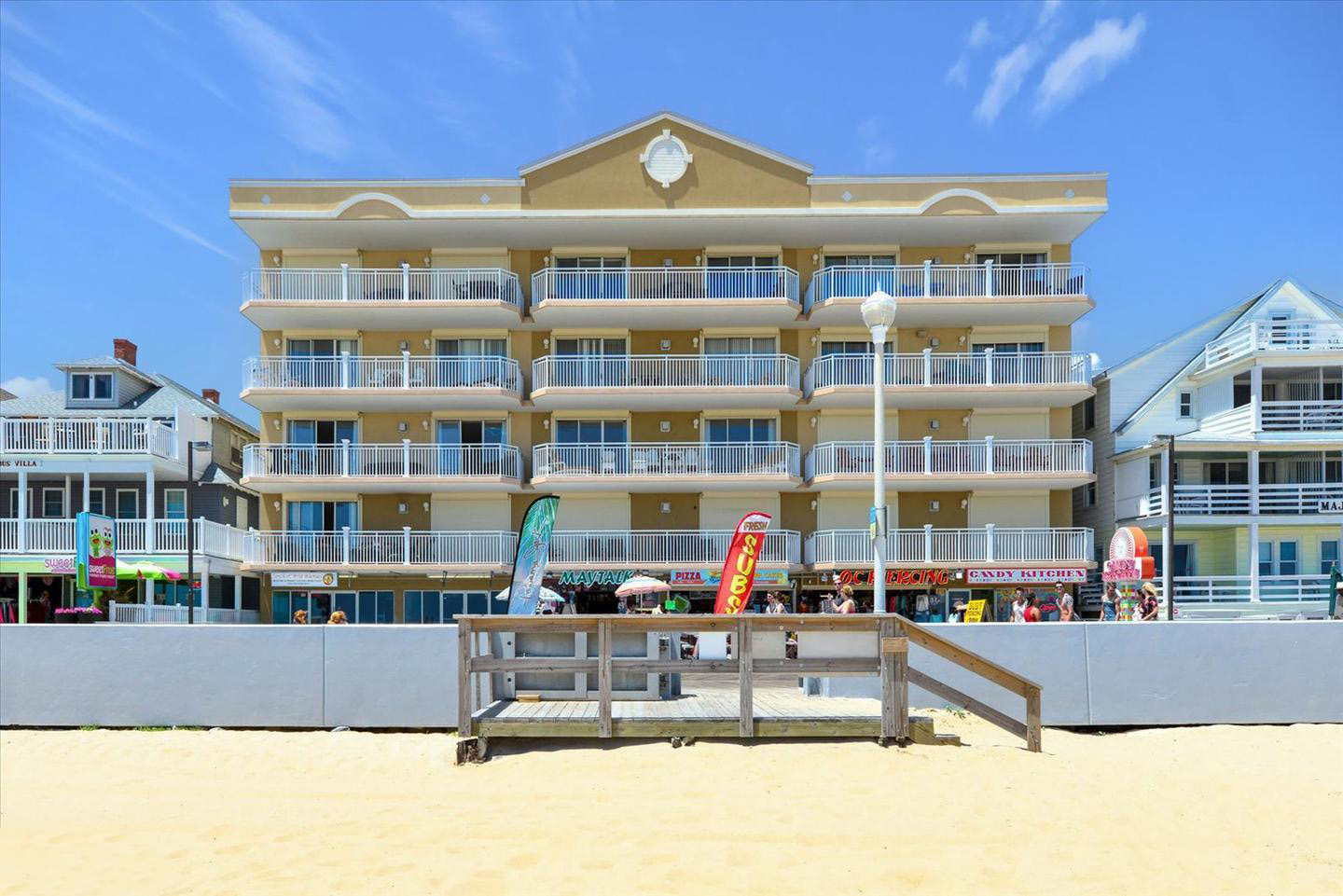 Ocean's Mist oceanfront condo building exterior view, Ocean City, MD