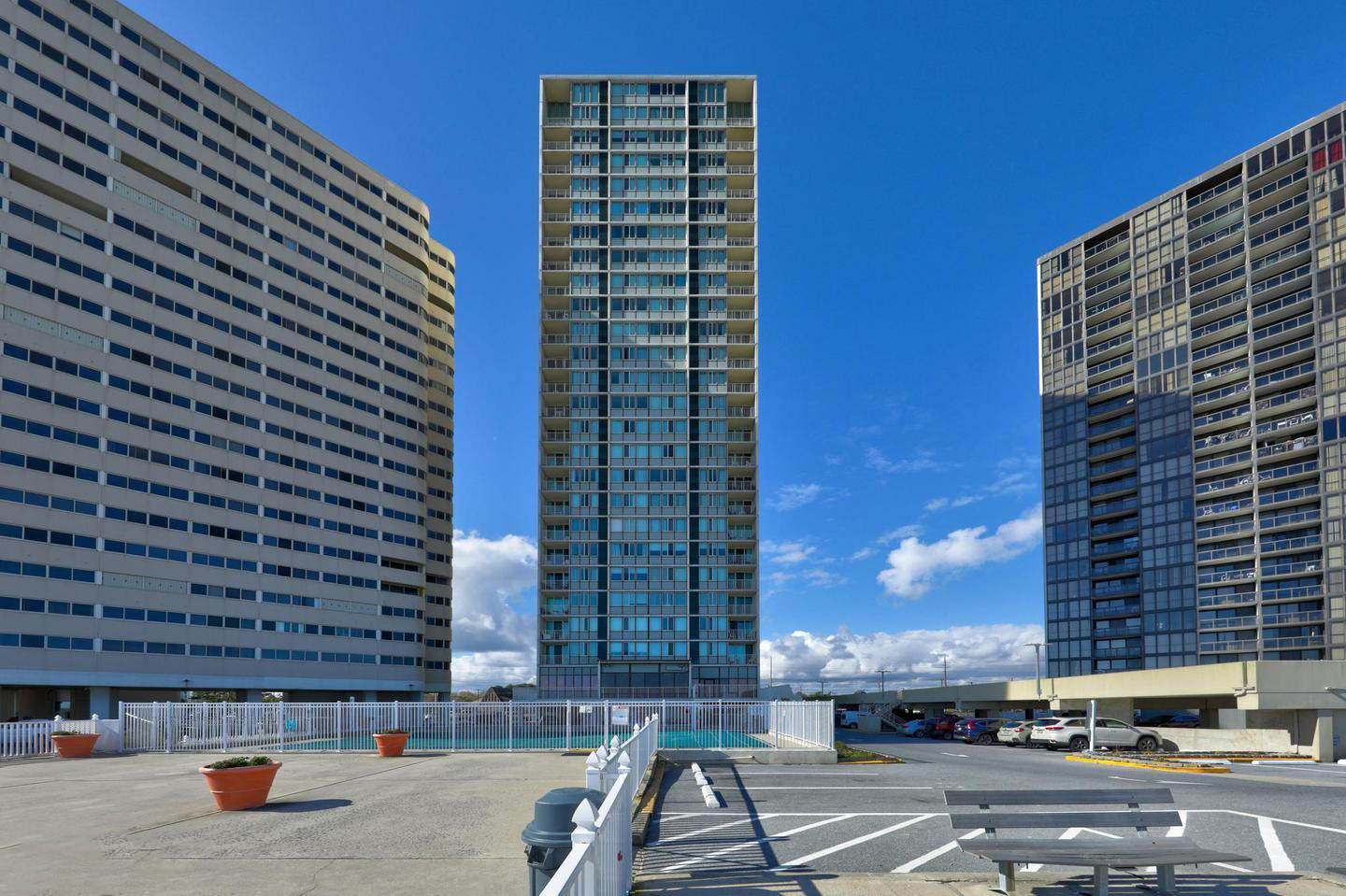 Quay oceanfront condo building exterior view, Ocean City, MD