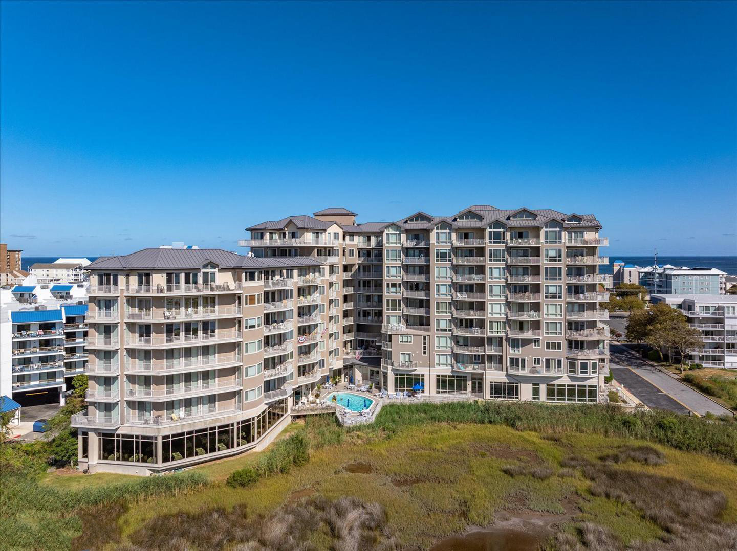 Rivendell bayfront condo building exterior view, Ocean City, MD