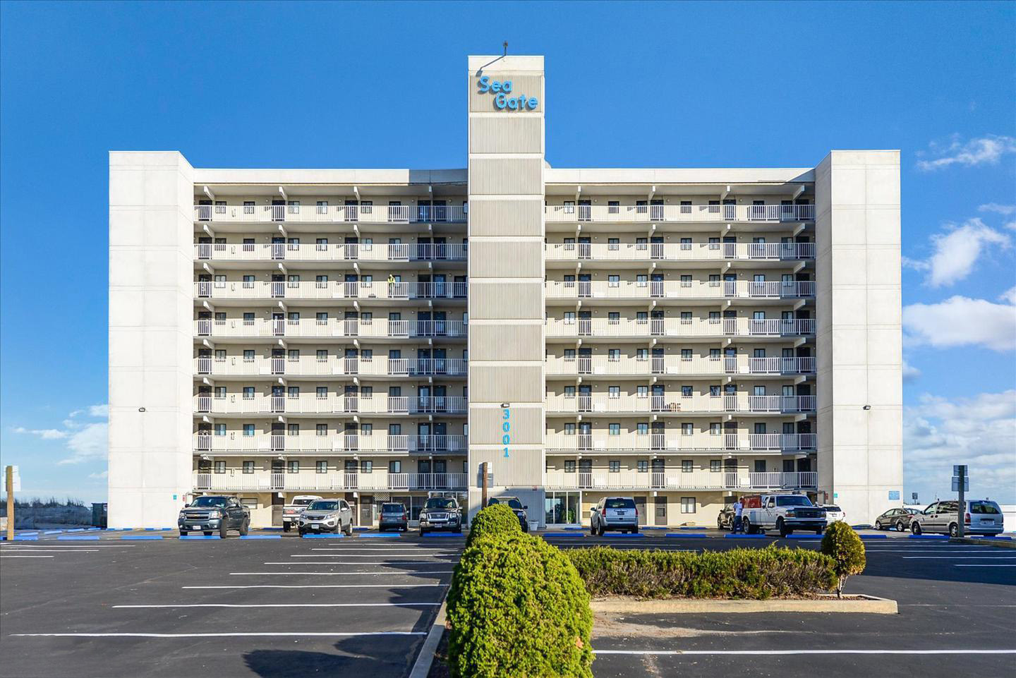 Sea Gate oceanfront condo building exterior view, Ocean City, MD
