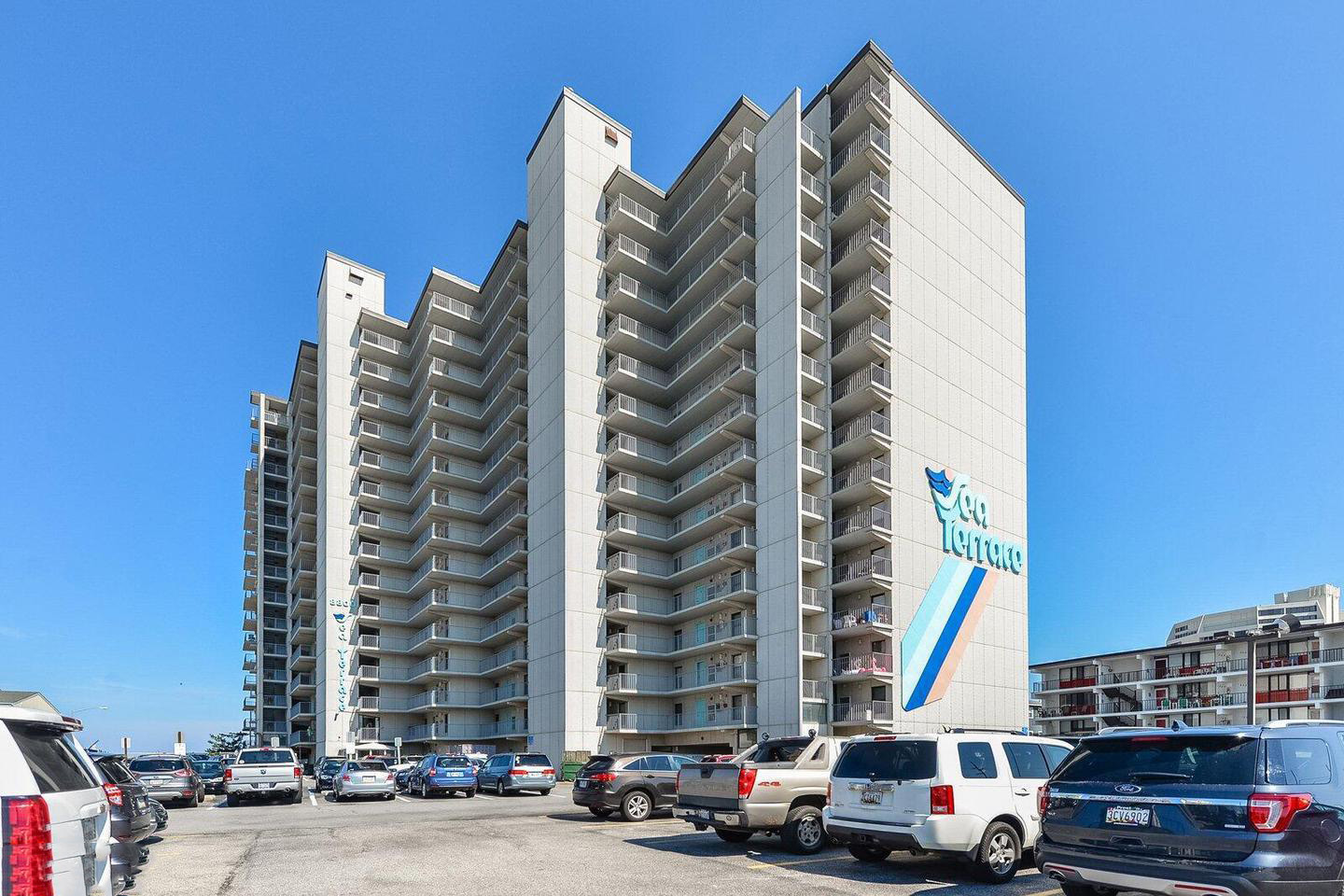 Sea Terrace oceanfront condo building exterior view, Ocean City, MD