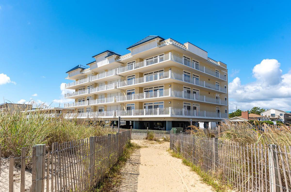 Shark Finn oceanfront condo building exterior view, Ocean City, MD