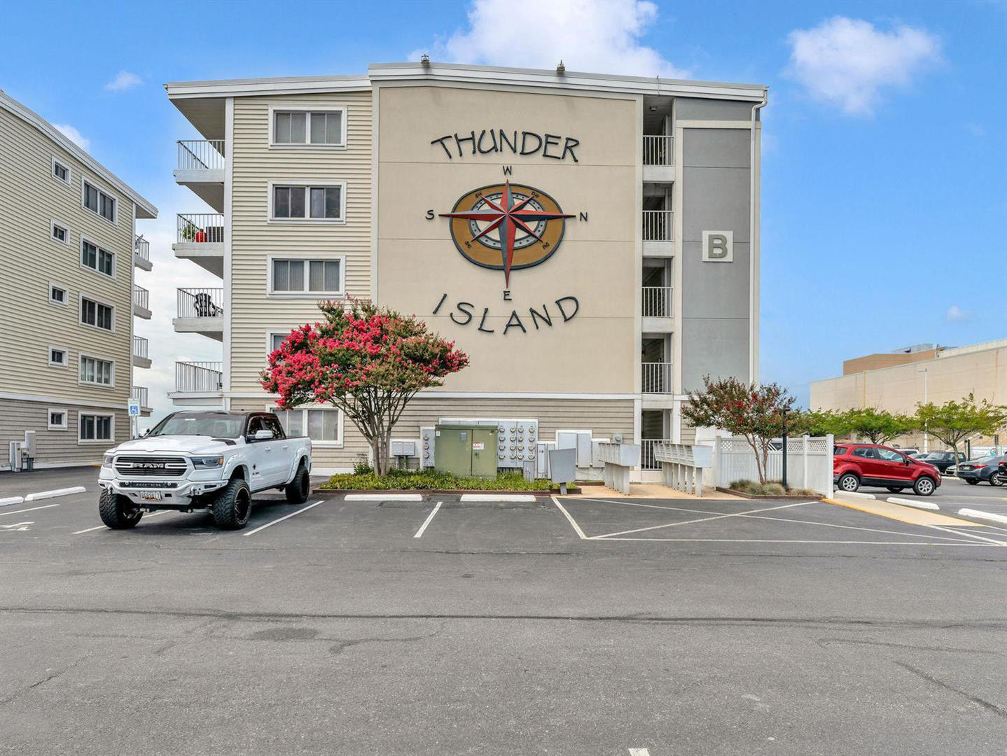 Thunder Island bayfront condo building exterior view, Ocean City, MD
