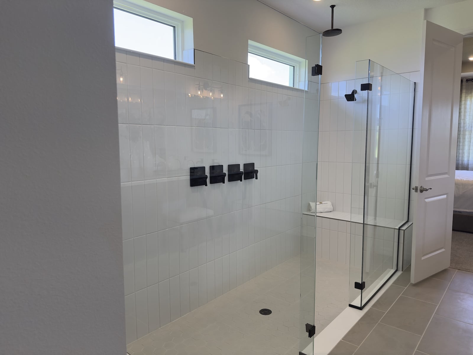 Primary bathroom shower in the Boca II model home at Creekside Run in Babcock Ranch