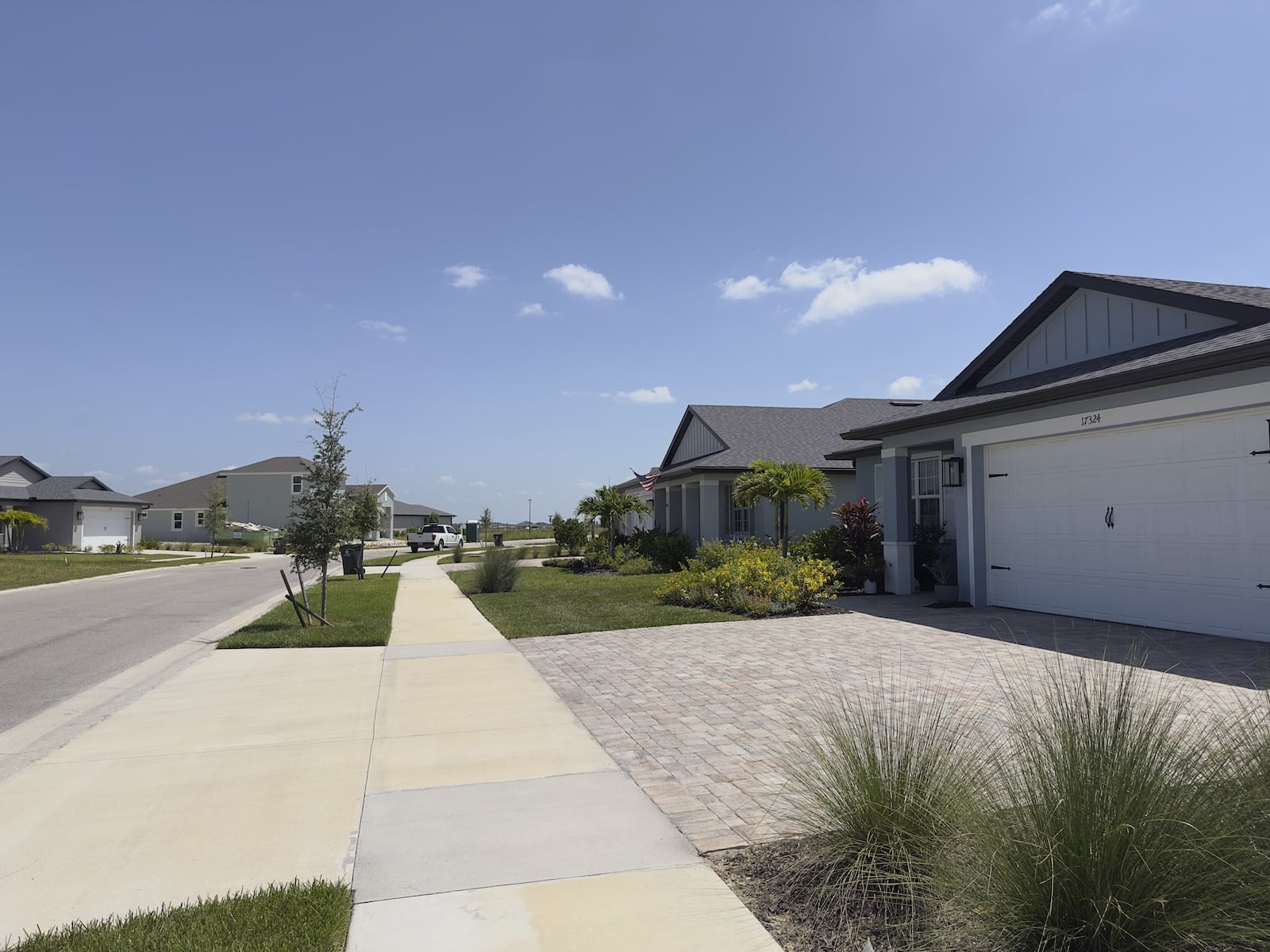 Street view of homes in Creekside Run at Babcock Ranch