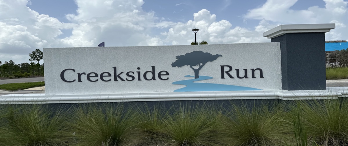 Creekside Run entrance sign at Babcock Ranch