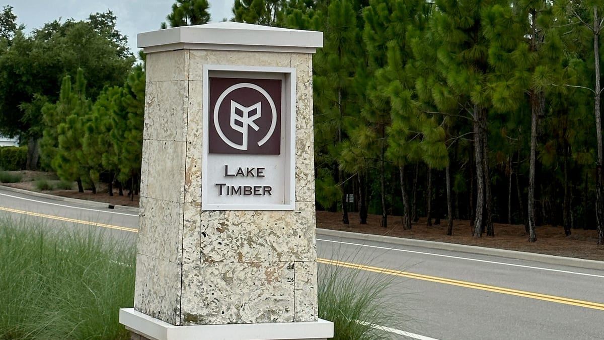 Lake Timber entrance sign at Babcock Ranch