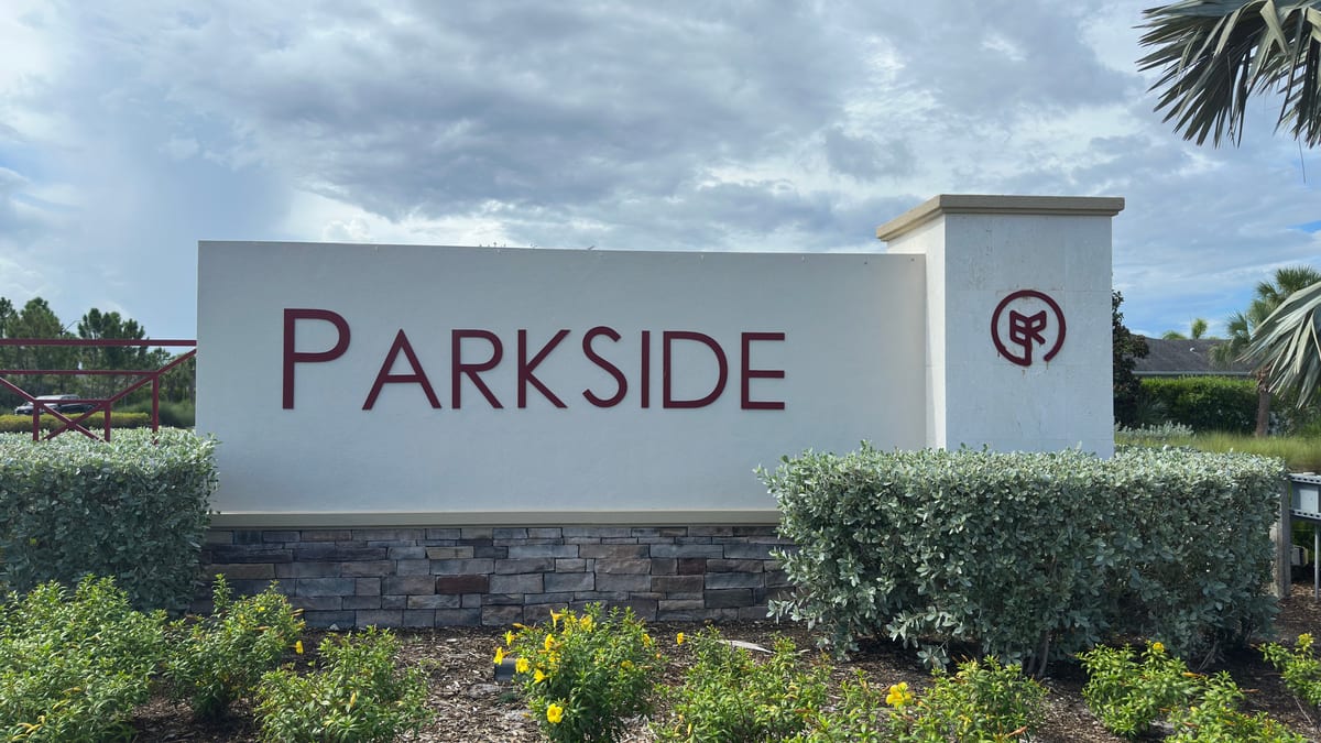 Parkside entrance sign at Babcock Ranch