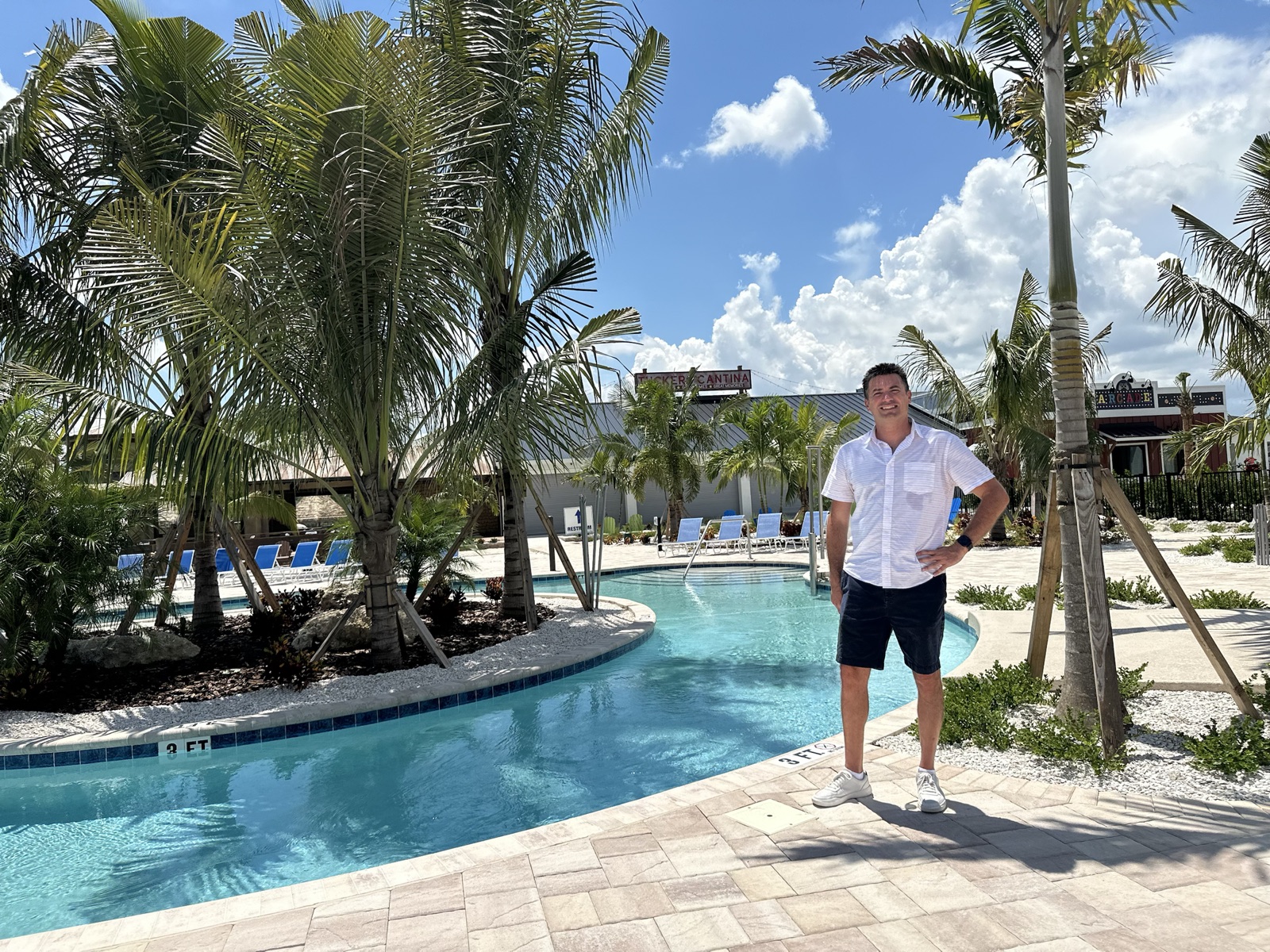 Jason Poulin beside the lazy river at Tucker's Cove