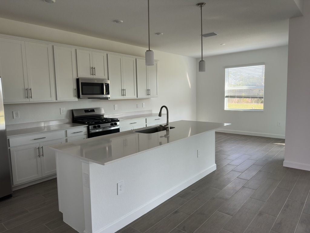 Open kitchen and dining area in a Tucker's Cove new-construction home