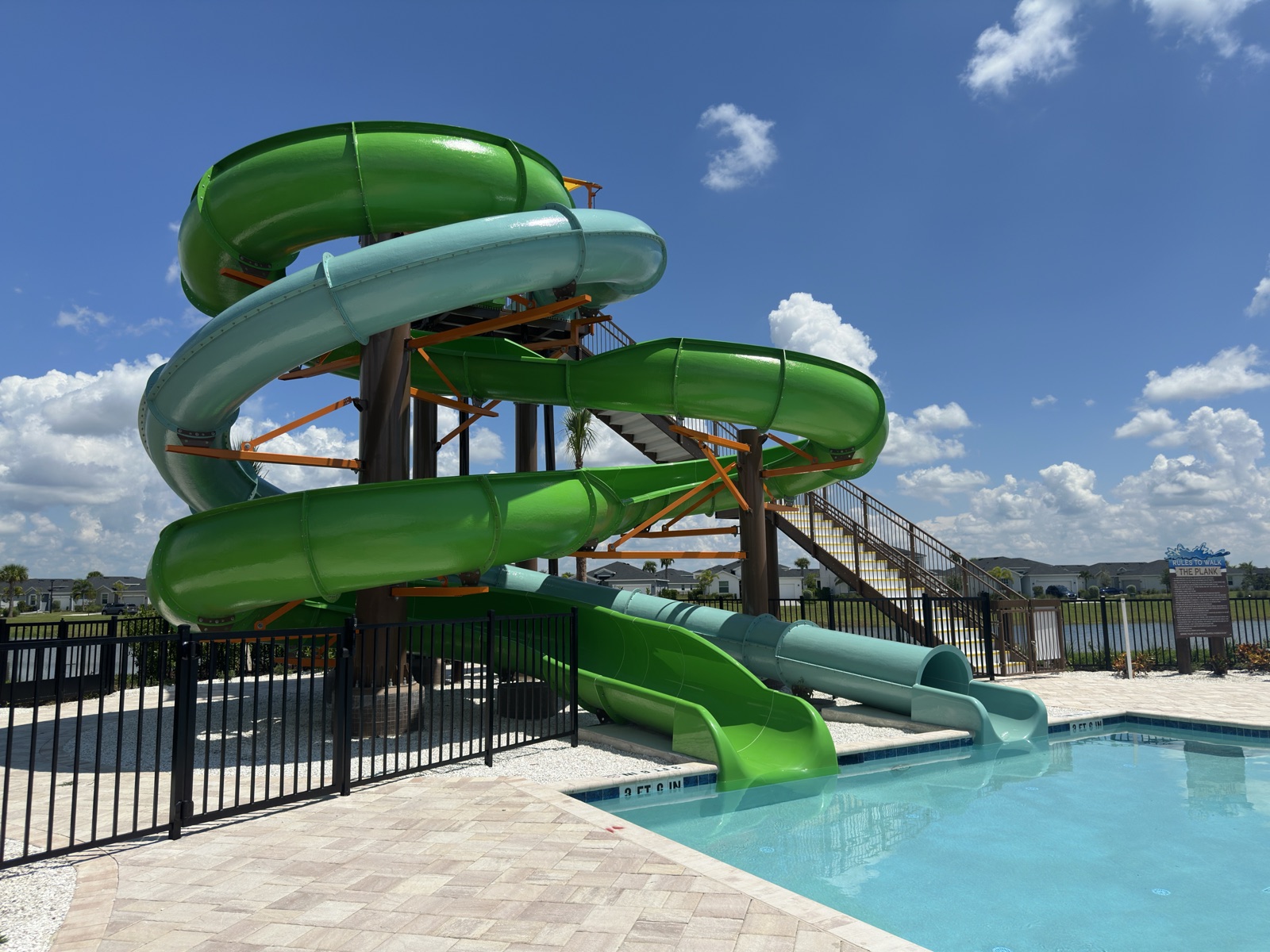Green water slides at The Cove in Tucker's Cove