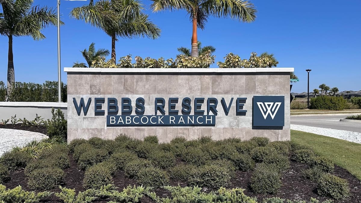 Webb&rsquo;s Reserve entrance sign at Babcock Ranch
