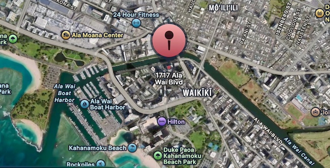 1717 Ala Wai Location in Waikiki