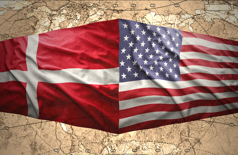 Denmark and United States Flags