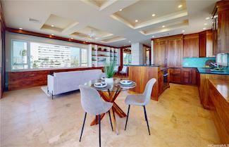Koa Wood Kitchen in Castle Surf Penthouse
