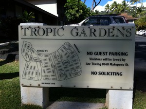 Tropic Gardens Sign
