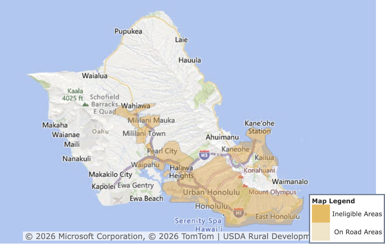 Hawaii USDA Loan Eligibility Map