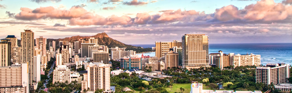 Waikiki view of Diamond Head and the city
