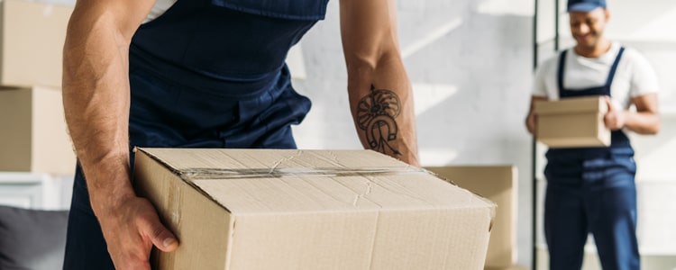 Movers moving boxes for clients